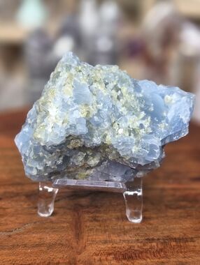 Blue Celestite  Crystal Mineral With Epidote Specimen